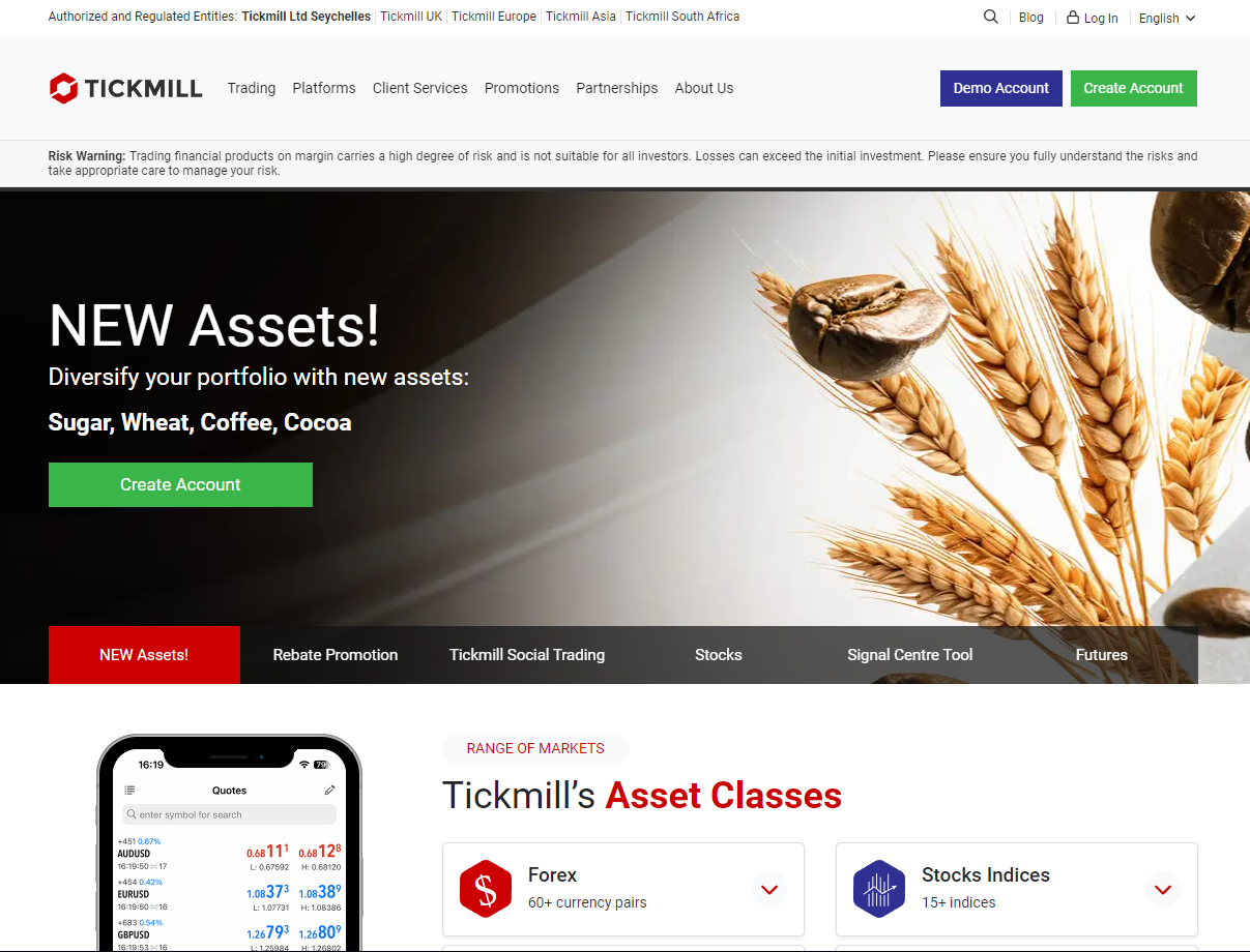 TickMill Home Page